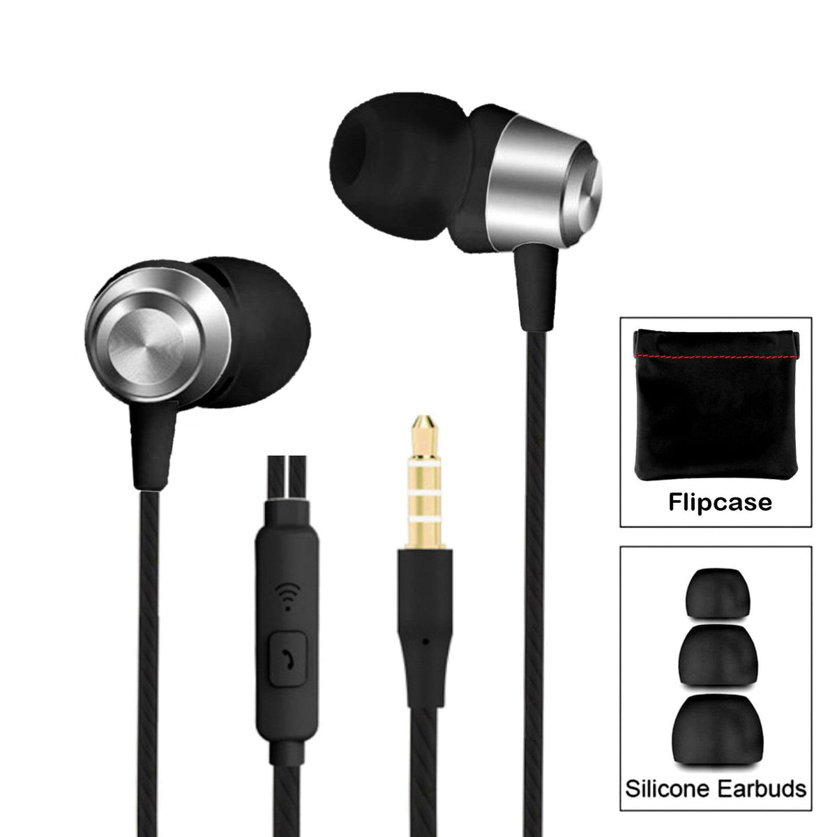 3K S3 In-Ear-Kopfhörer mit Mikrofon und PU-Tasche