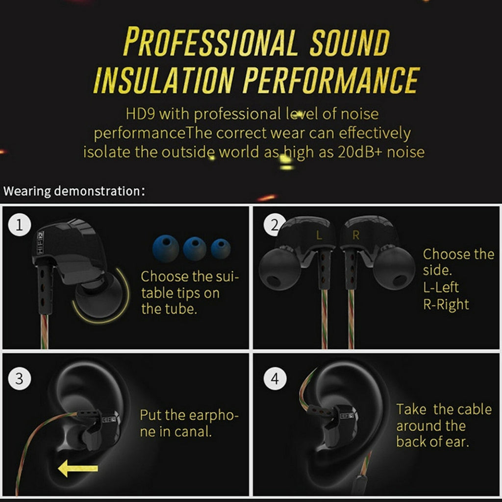 Schwarzes KZ HD9 Sport In-Ear-Headset