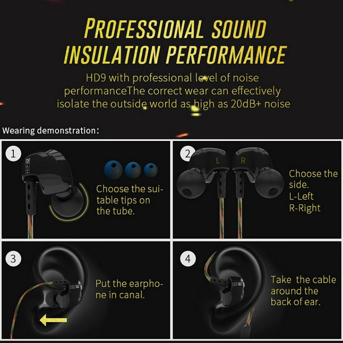 Schwarzes KZ HD9 Sport In-Ear-Headset