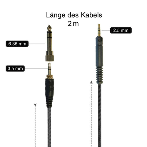 2 m Premium Nylon-Kabel für Sennheiser HD559 bis HD599