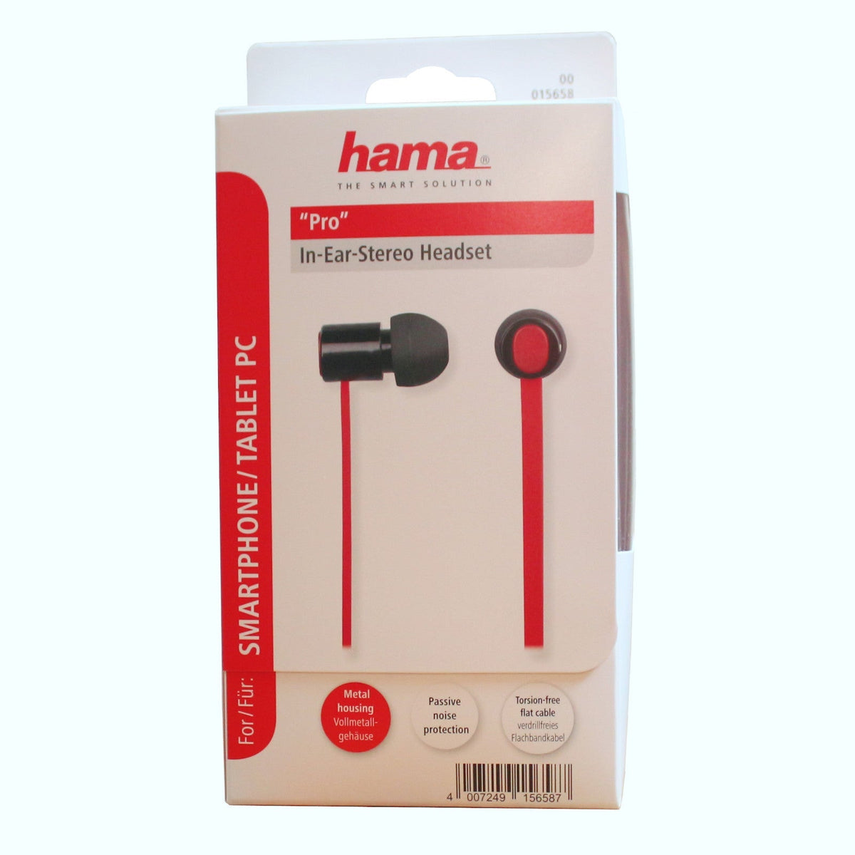 Zwölf Hama Mobile Pro In-Ear-Headsets in Schwarz-Rot
