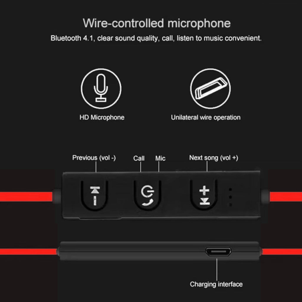 Roter OB-01 Bluetooth Sport-In-Ear-Kopfhörer mit Ohrbügel