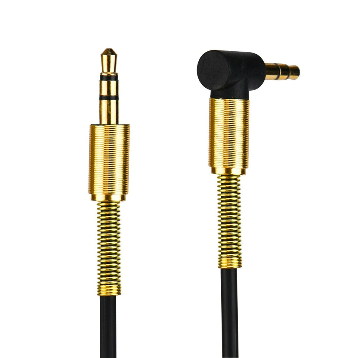 Schwarz-silbernes 1 m AUX-Kabel mit Winkelstecker