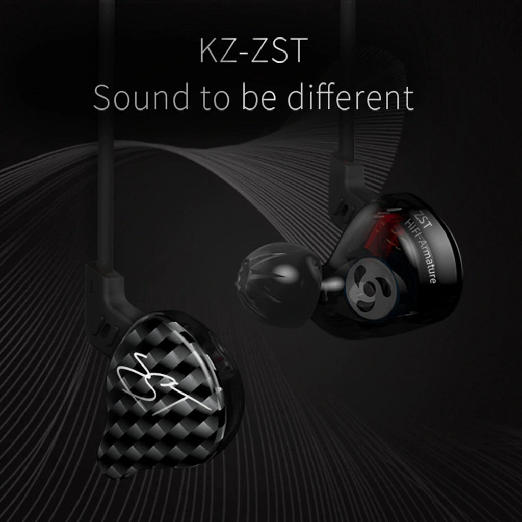 Schwarze KZ ZST Pro Hybrid In-Ear-Kopfhörer
