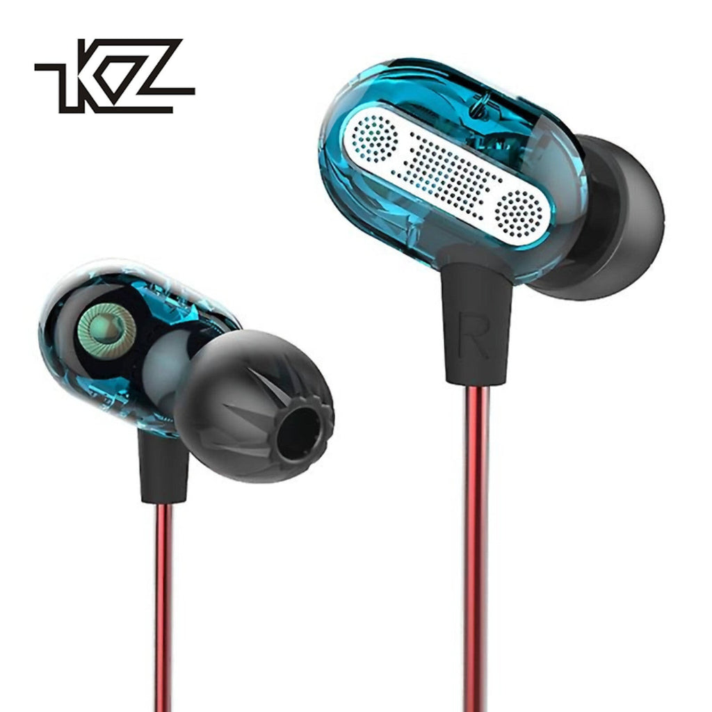 Blaues KZ ZSE Dual-Treiber In-Ear-Headset mit Mikrofon