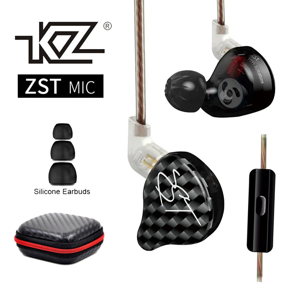 Schwarzes KZ ZST Pro Hybrid In-Ear-Headset