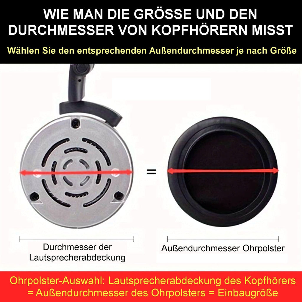 Runde schwarze Memory-Foam Ohrpolster 45 bis 110 mm