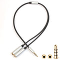 Silberner 3,5-mm-Kopfhörer-Splitter auf zwei Buchsen