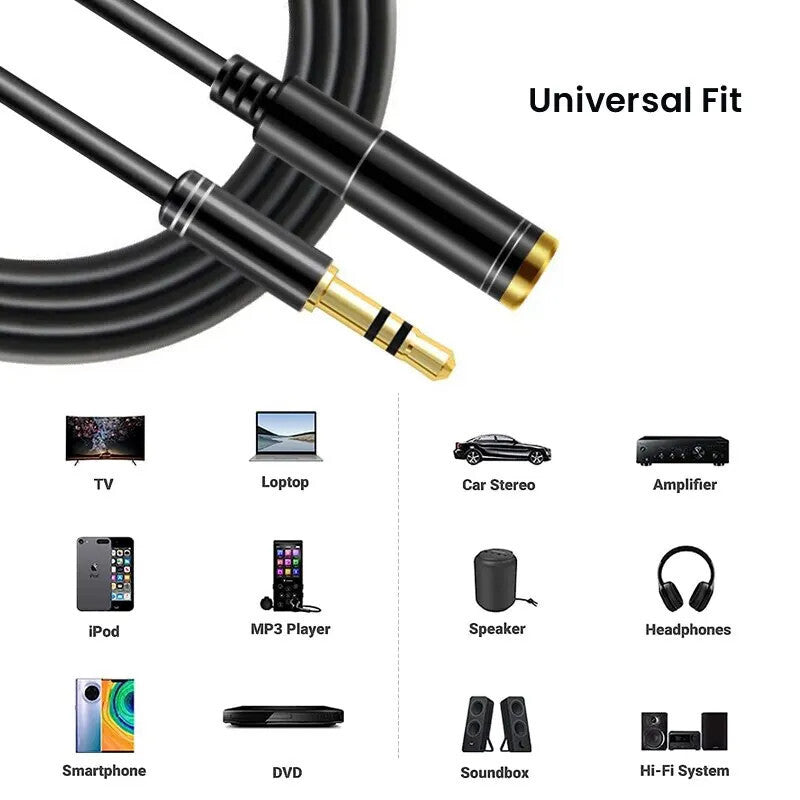 Schwarze 1,5 m 3,5-mm-Klinken-Verlängerung
