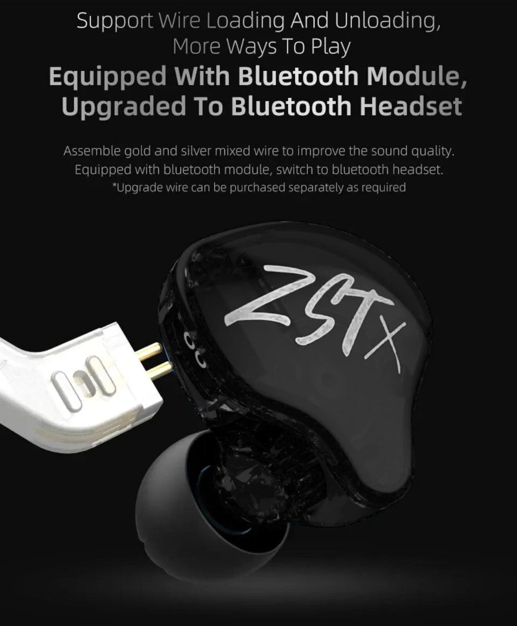 Schwarzes KZ ZSTx Pro Hybrid In-Ear-Headset