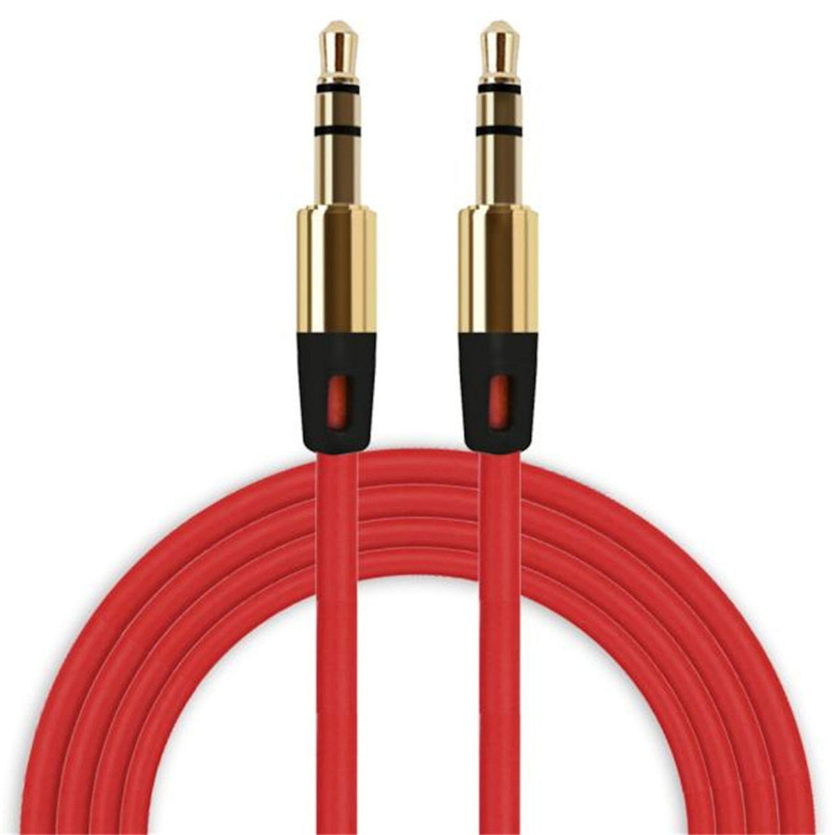 Rotes 1 m AUX-Kabel mit zwei 3,5-mm-Steckern