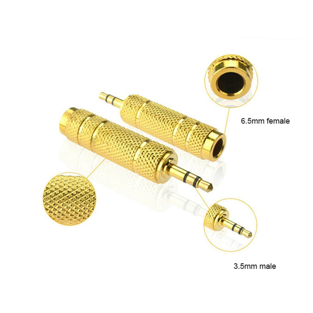Vergoldeter Klinkenadapter 6,35-mm-Buchse auf 3,5-mm-Stecker