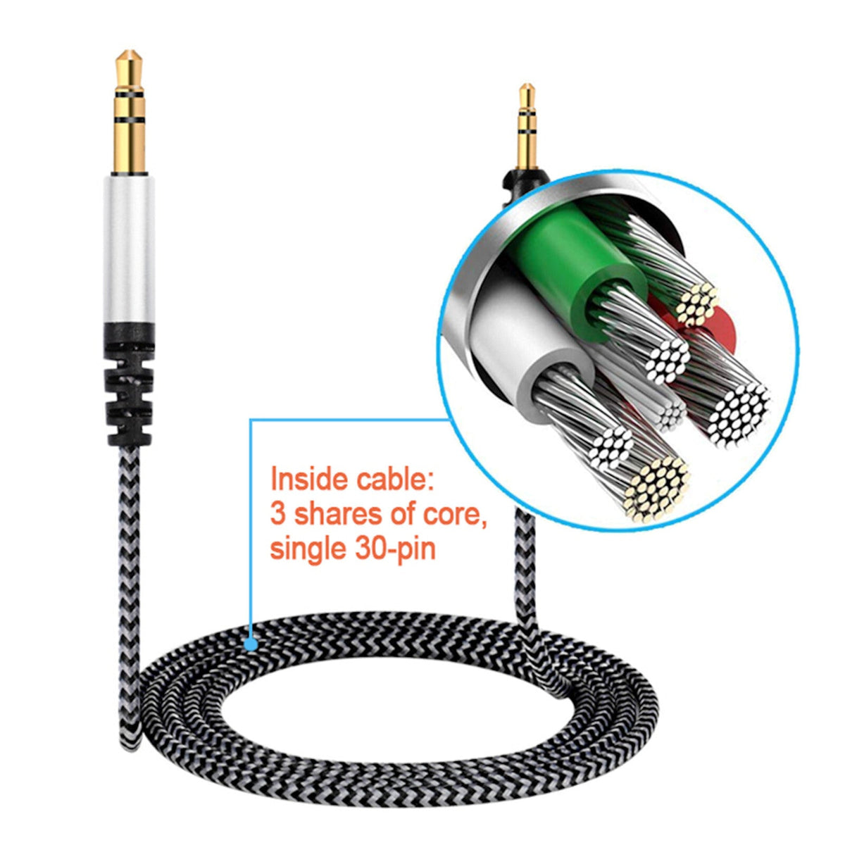 2-m-Nylon-Ersatzkabel für Sennheiser Momentum und HD4