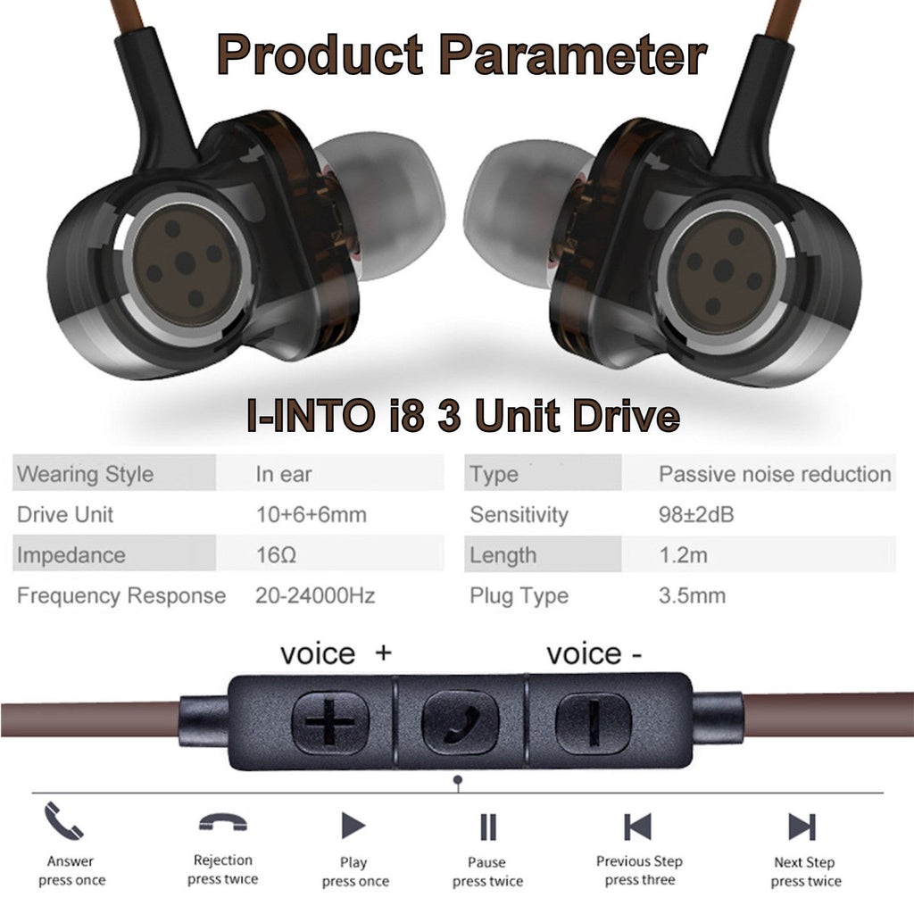 I-INTO i8 3-Treiber In-Ear-Headset