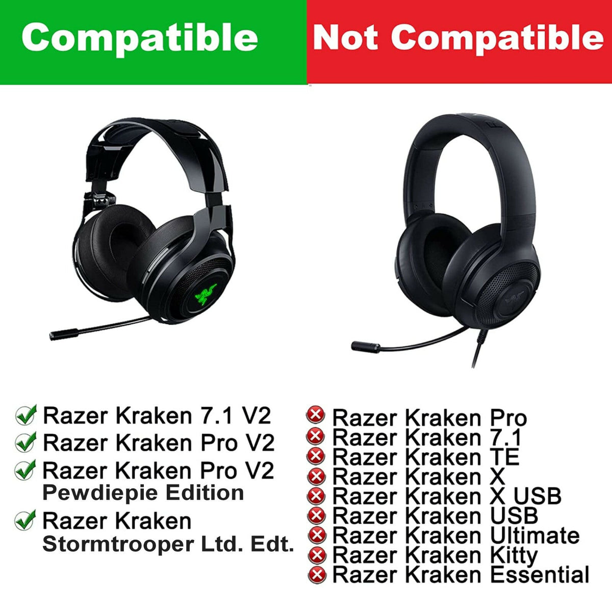 Schwarze Ohrpolster für Razer Kraken Pro 7.1 V2