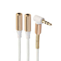 Audio Doppler Kabel Winkelstecker Kopfhörer 3.5mm Stecker > 2 Buchse weiss