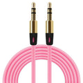 Rosafarbenes 1 m AUX-Kabel mit zwei 3,5-mm-Steckern