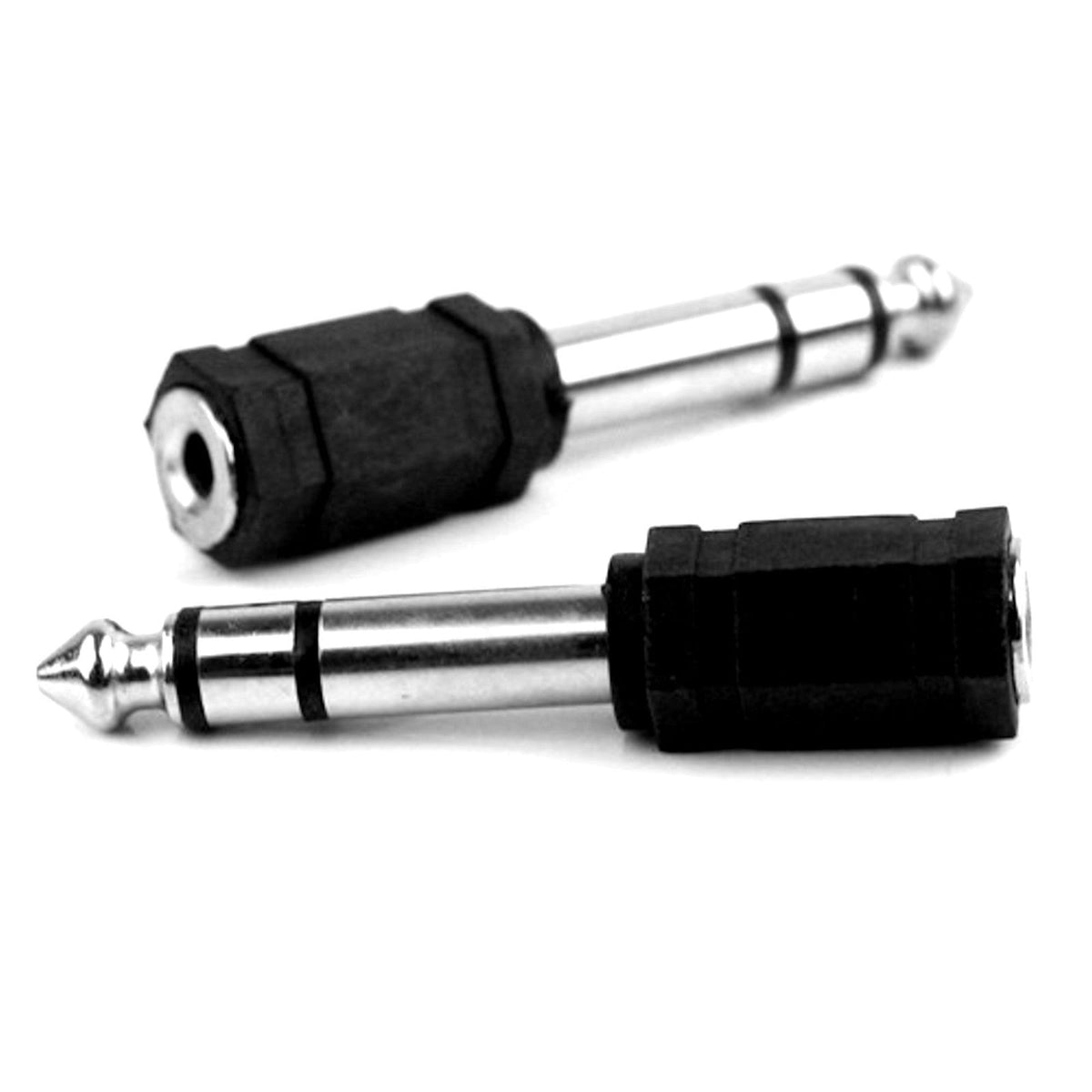Vernickelter Klinkenadapter 3,5-mm-Buchse auf 6,35-mm-Stecker