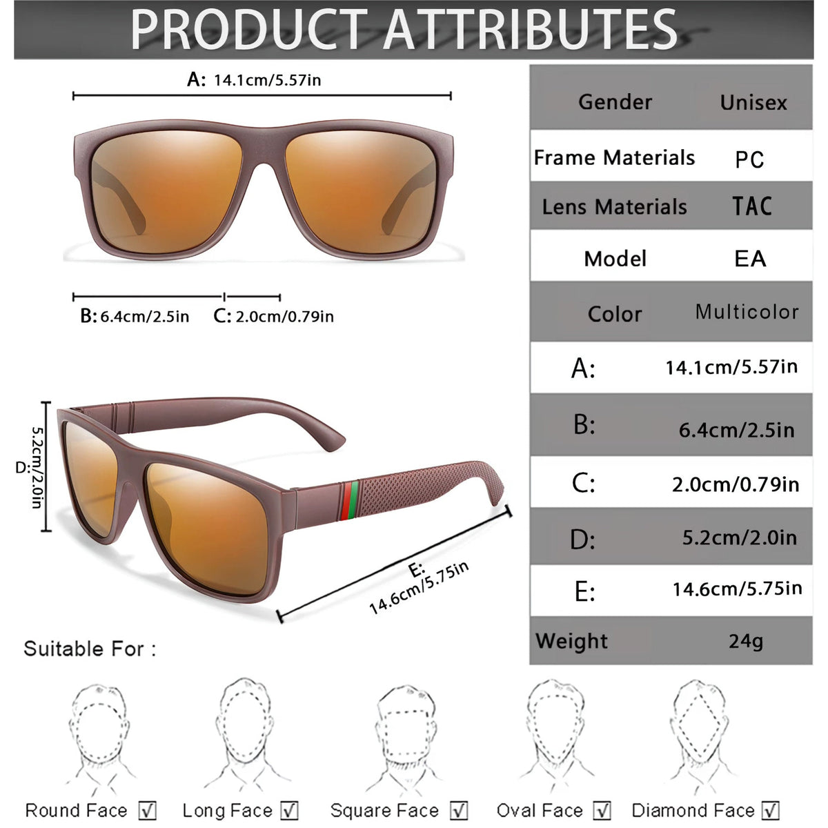 Stylische Sonnenbrille Matt Gläser Braun Cool 5417 BR - 3KShop.de