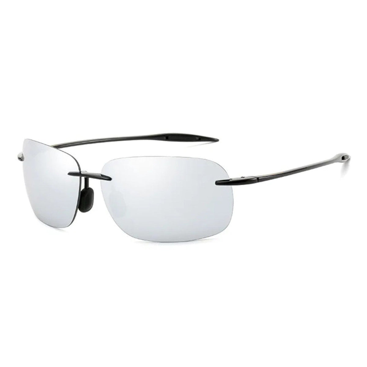Rahmenlose Matrix-Sportbrille mit silber verspiegelten Gläsern