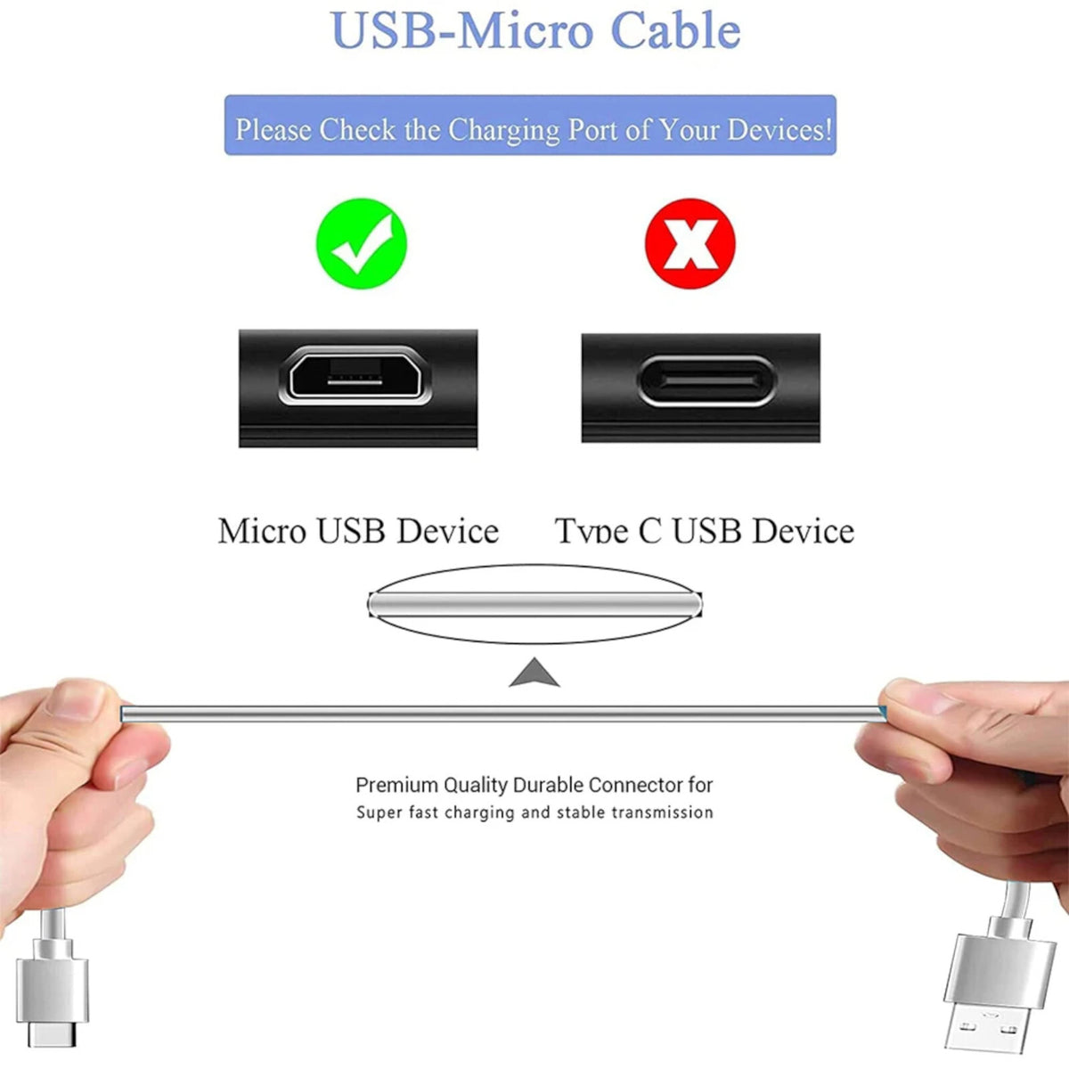 Micro-USB Ladekabel Daten Kabel 0,8 m Smartphone Galaxy Handy Tablet Soundbox - 3KShop.de