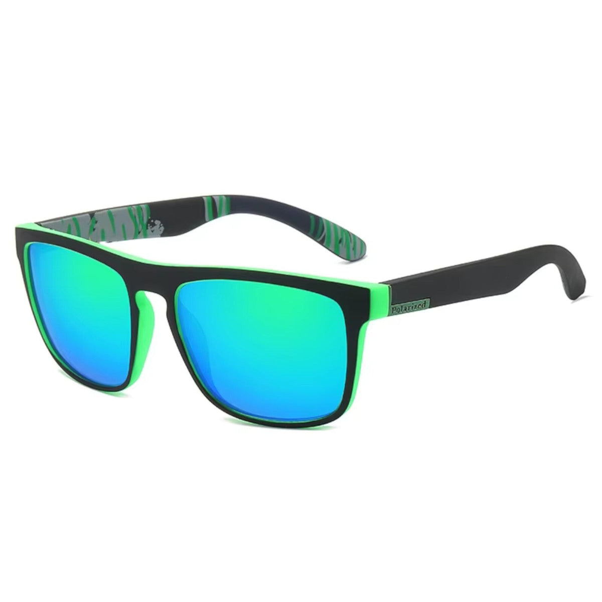 Schwarz-grüne polarisierte Sonnenbrille verspiegelt