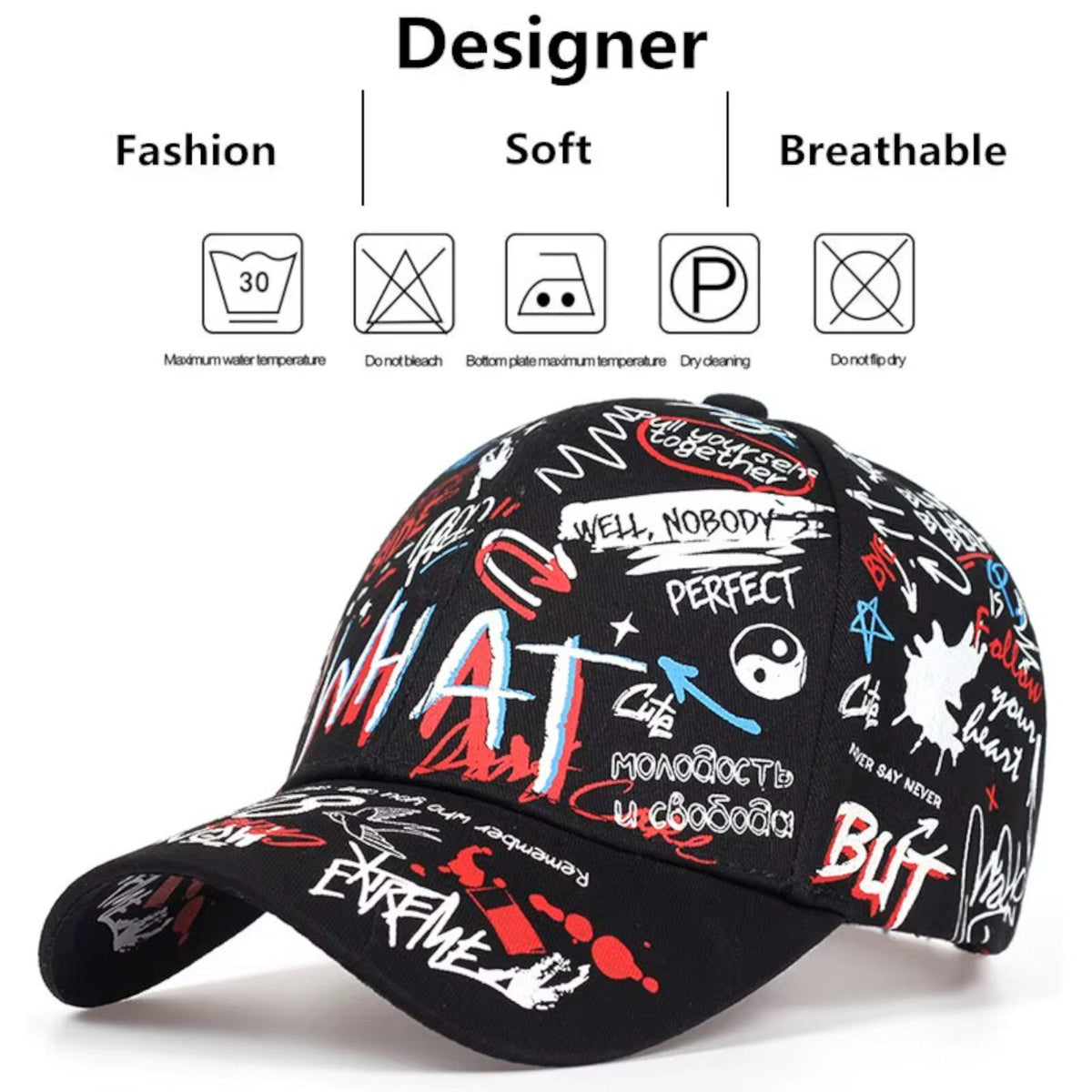 Unisex Graffiti-Basecap aus Baumwolle