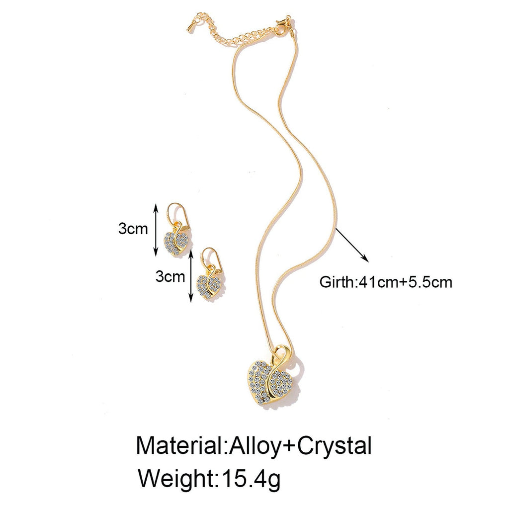 Goldfarbenes Herz-Schmuckset mit Kette und Ohrringen
