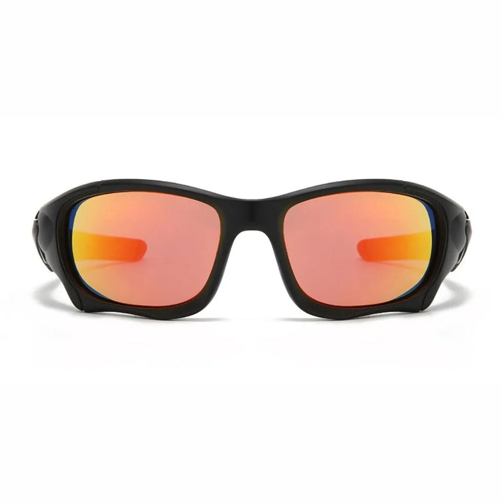 Schwarz-rote Sport-Sonnenbrille aus Polycarbonat