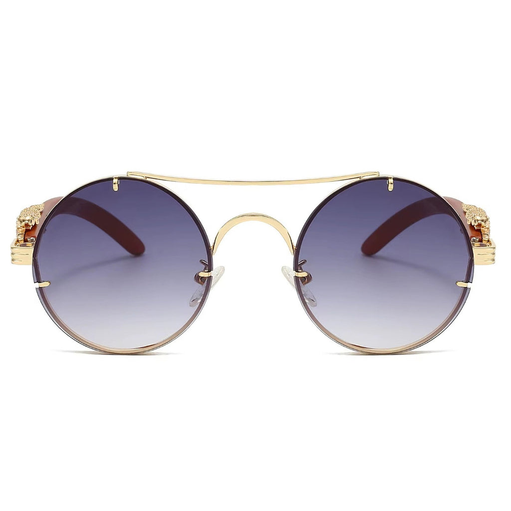 Goldene Vintage Designer-Sonnenbrille im Leoparden-Look