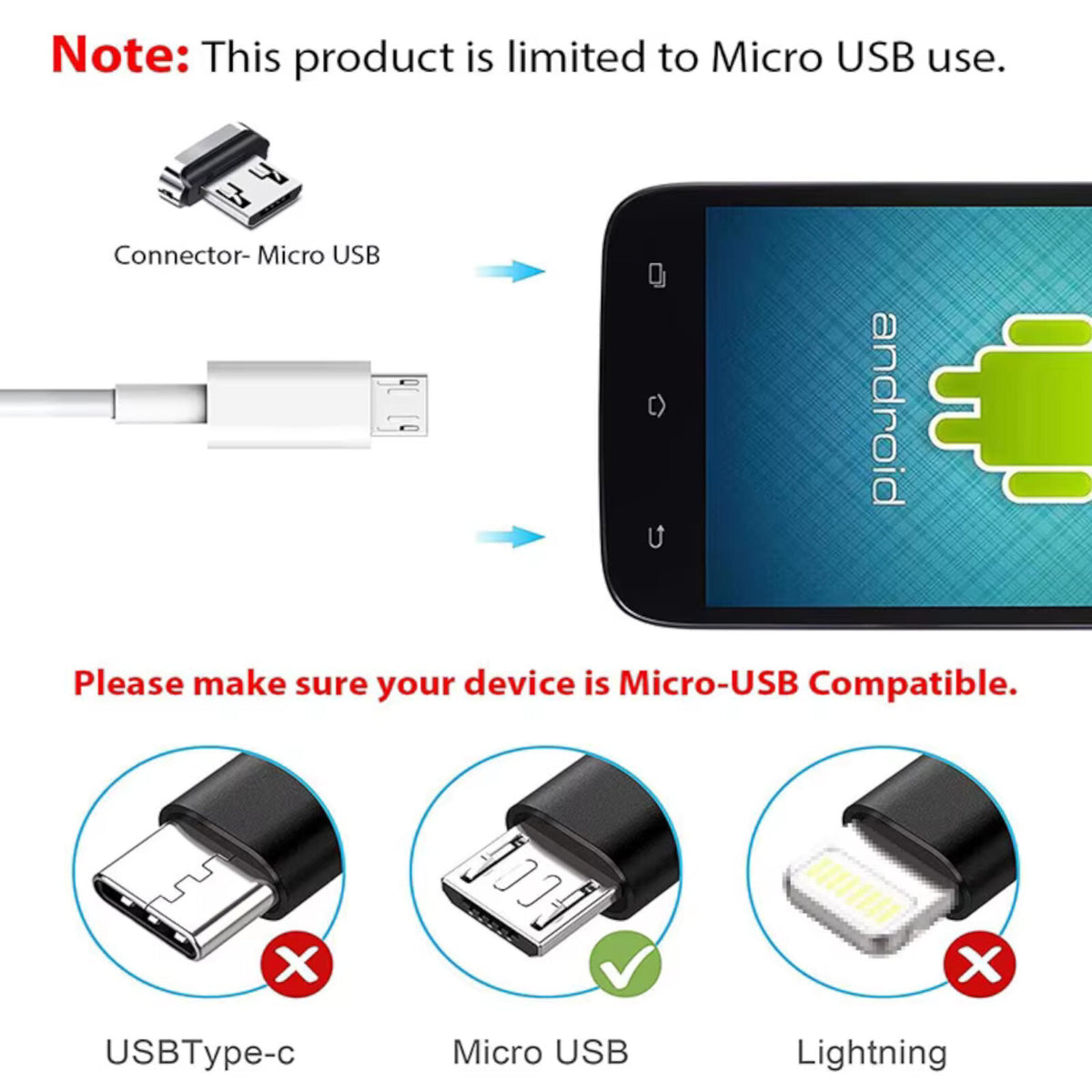Micro-USB Ladekabel Daten Kabel 0,8 m Smartphone Galaxy Handy Tablet Soundbox - 3KShop.de