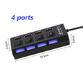 3K USB Hub 4 Port mit Einzelnen LED EIN - Ausschalter Extender für PC Laptop - 3KShop.de