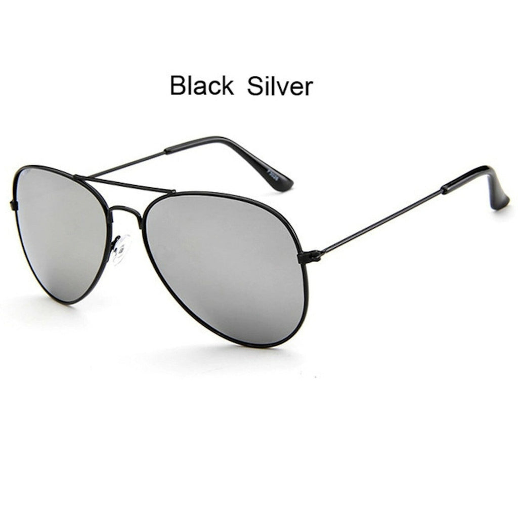 Schwarz-silberne verspiegelte Piloten-Sonnenbrille