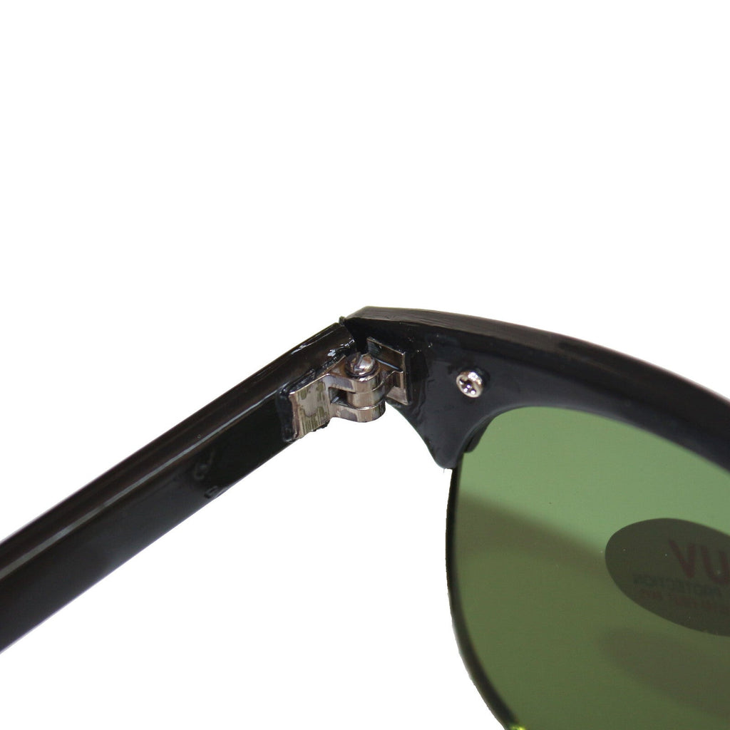 Schwarz-silberne Vintage Sonnenbrille mit grünen Gläsern