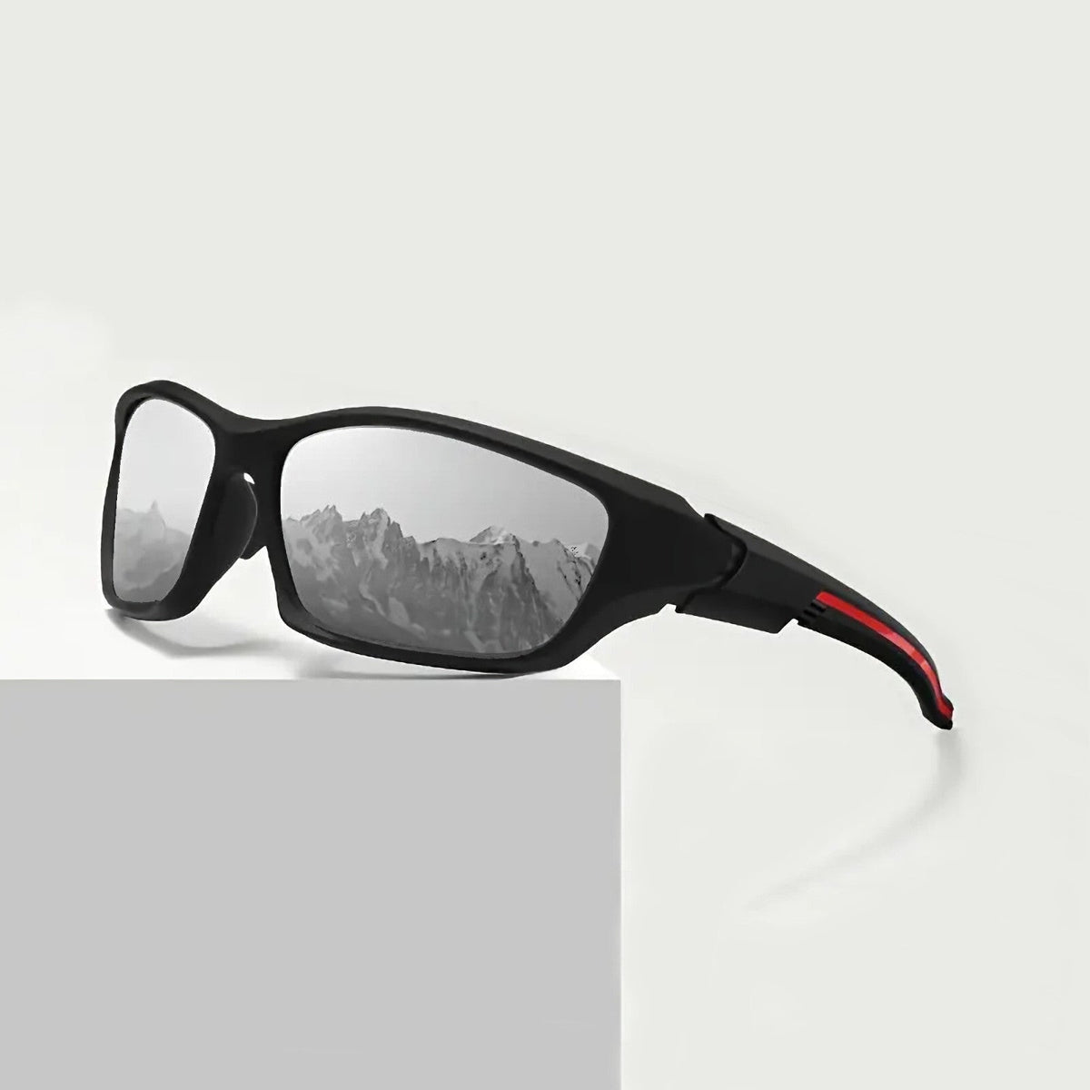 Schwarz-silberne Biker-Sonnenbrille aus TR90