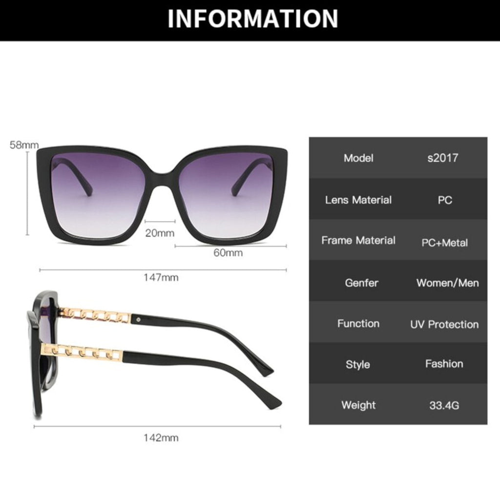 Oversized Cat-Eye-Sonnenbrille Schwarz-Gold