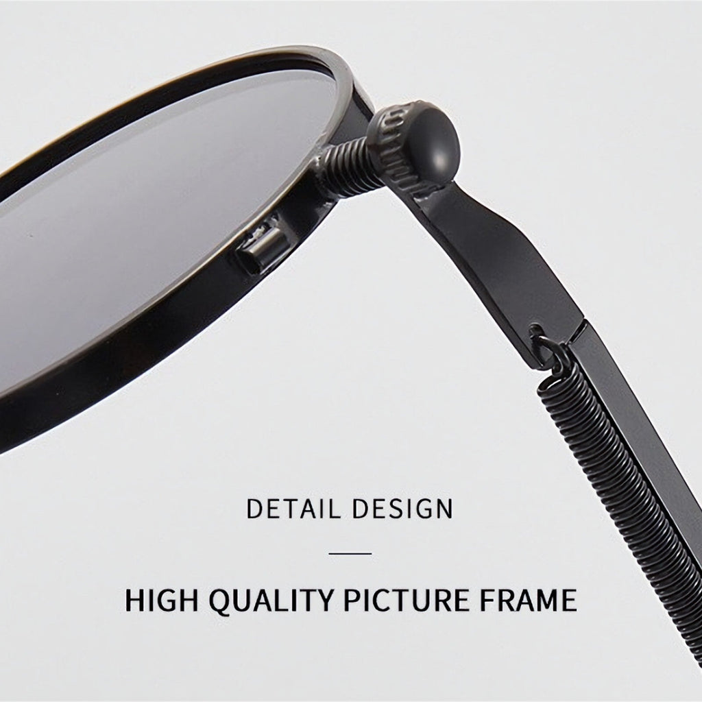 Runde schwarze Steampunk-Sonnenbrille im Lennon-Stil