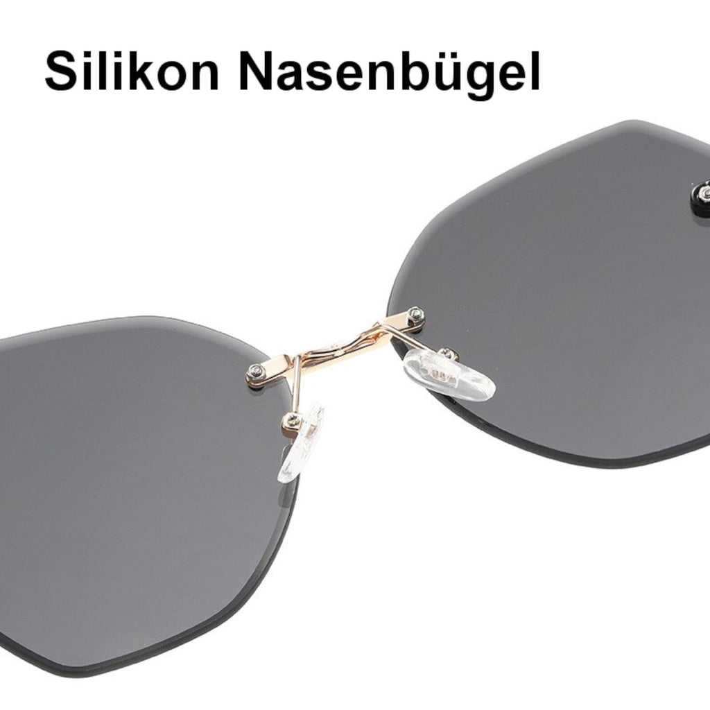 Ovale rahmenlose Designer-Sonnenbrille Schwarz-Grau
