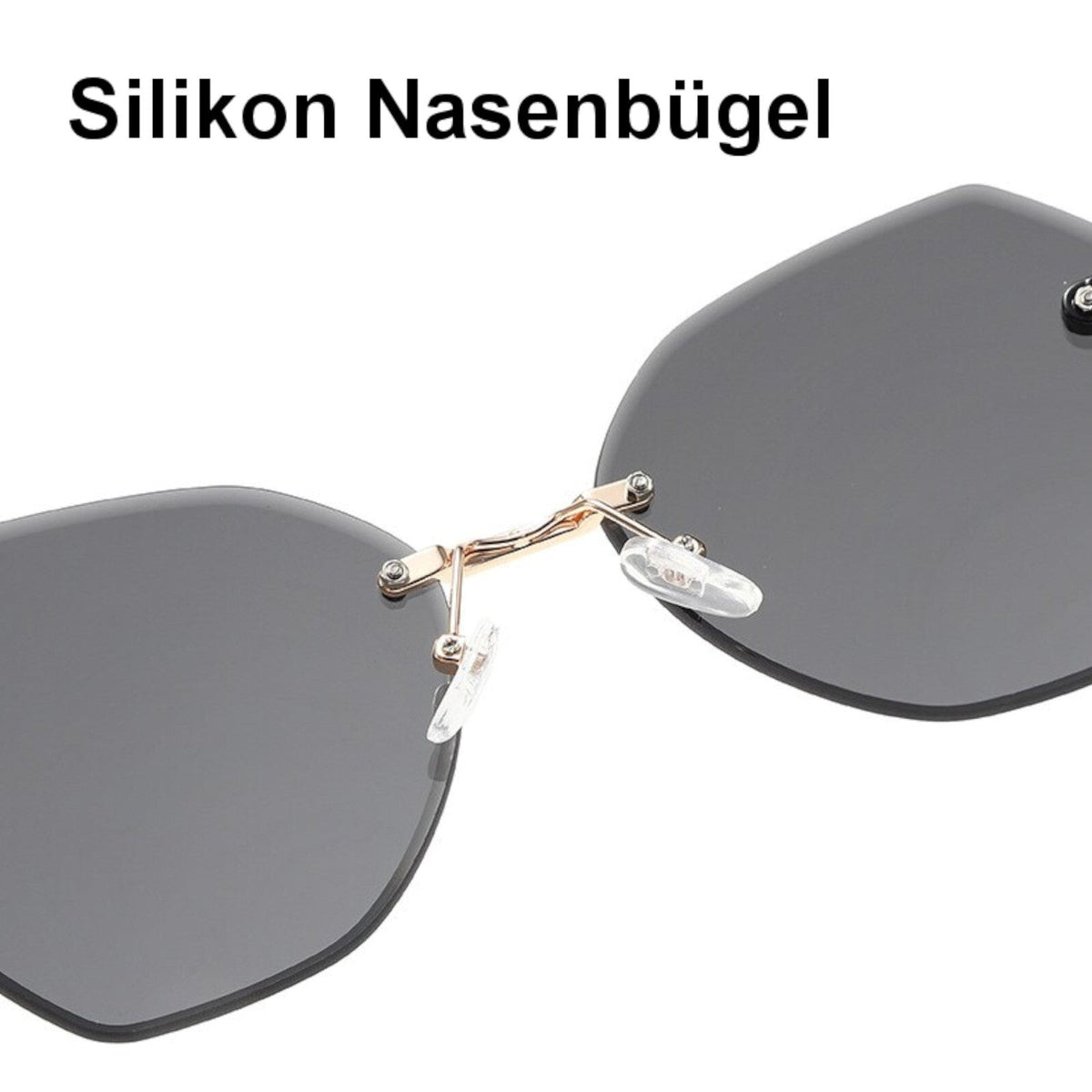 Ovale rahmenlose Designer-Sonnenbrille Schwarz-Grau