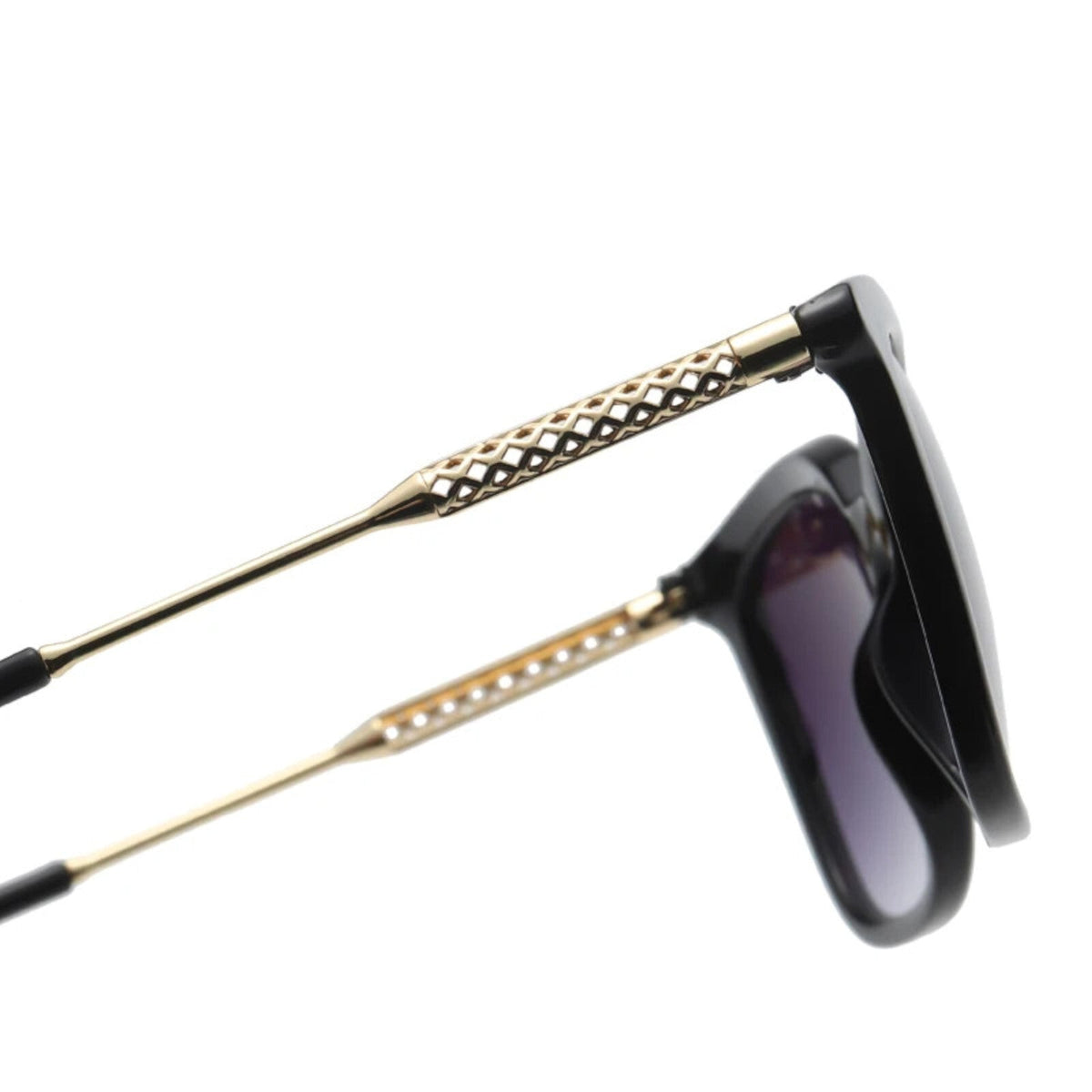 Oversized Cat-Eye-Sonnenbrille Schwarz-Gold