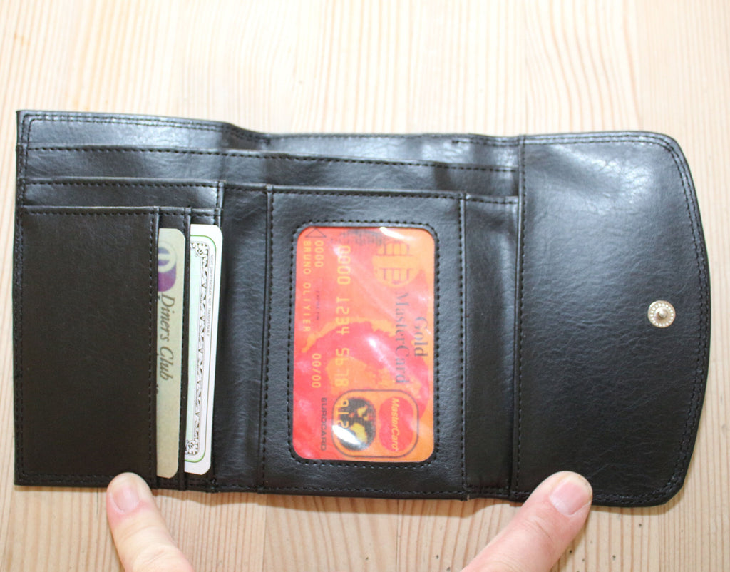 Portemonnaie Geldbörse Brieftasche Clipverschluss Leder Schwarz gross 2000-78P - 3KShop.de