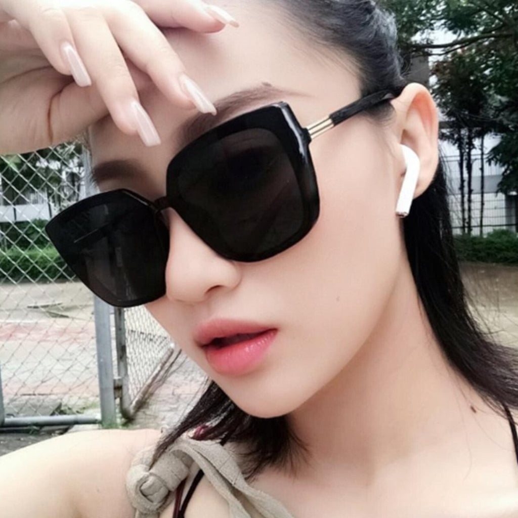 Oversized Cat-Eye-Sonnenbrille in Schwarz-Grün