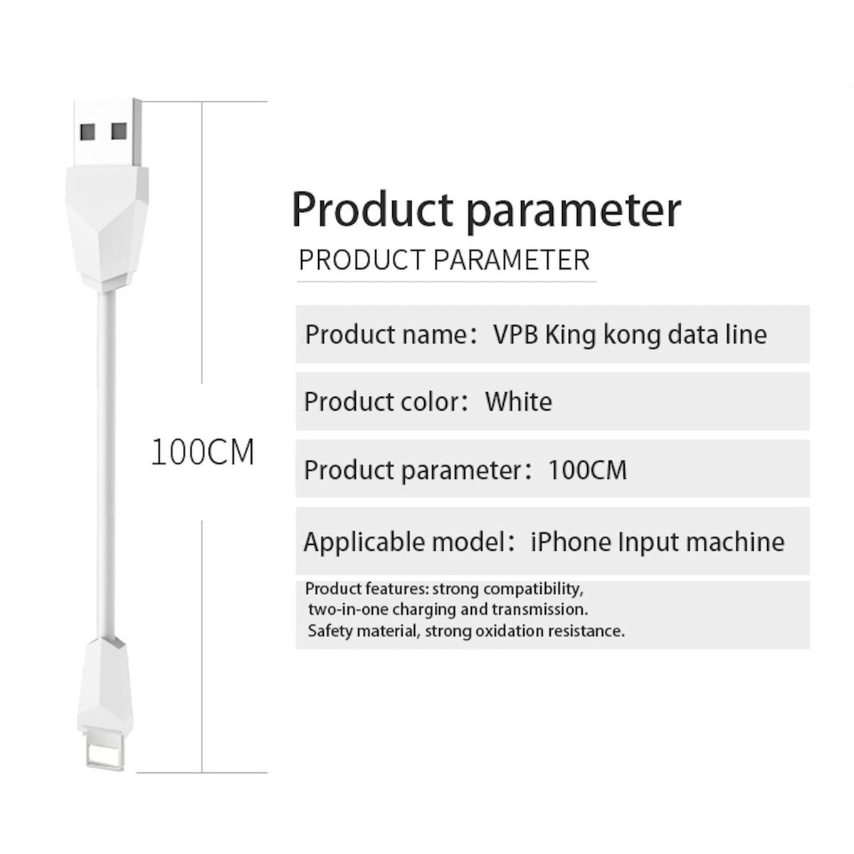 1m USB Schnellladekabel Schnell Ladekabel Sync Datenkabel für Apple iPhone weiß - 3KShop.de