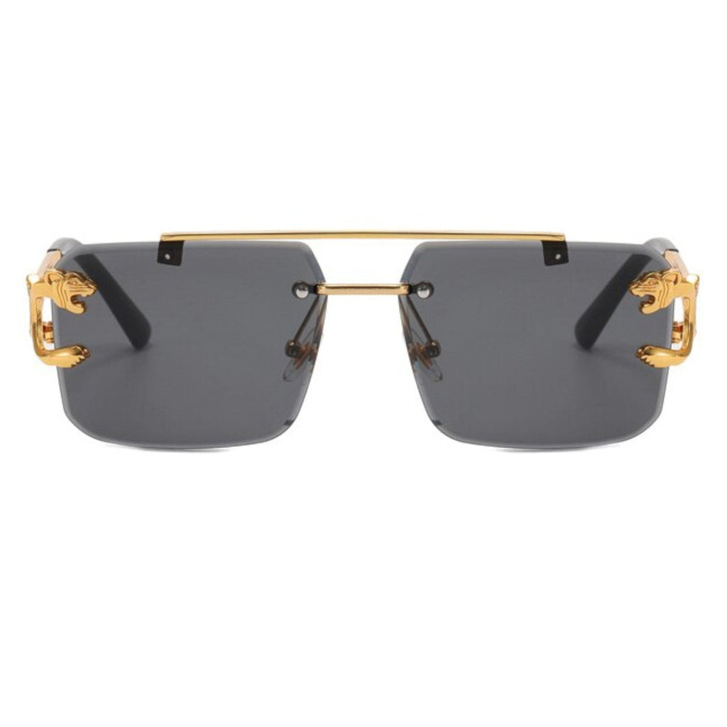 Schwarz-goldene Vintage Designer-Sonnenbrille