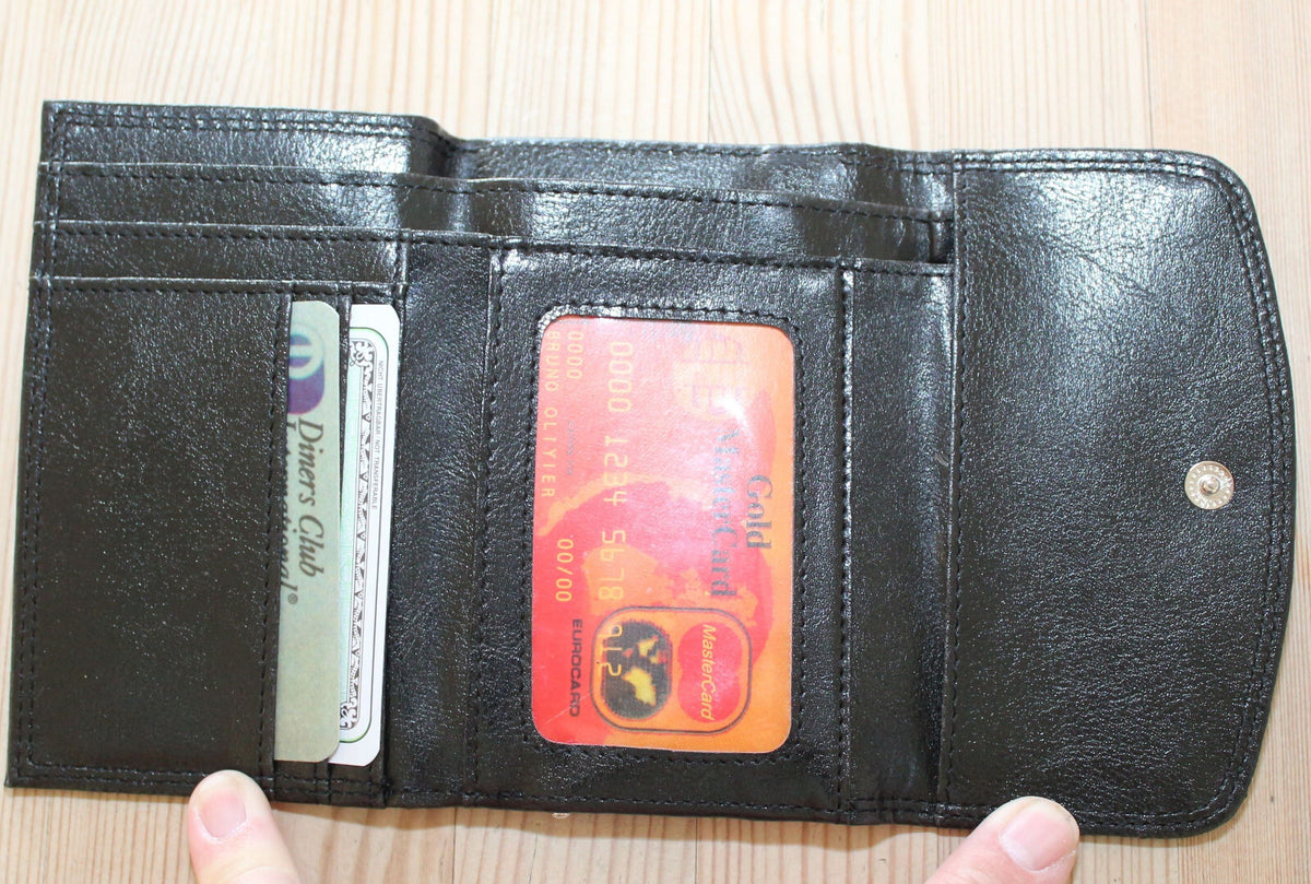 Portemonnaie Geldbörse Brieftasche Clipverschluss Leder Schwarz gross 2000-78R - 3KShop.de