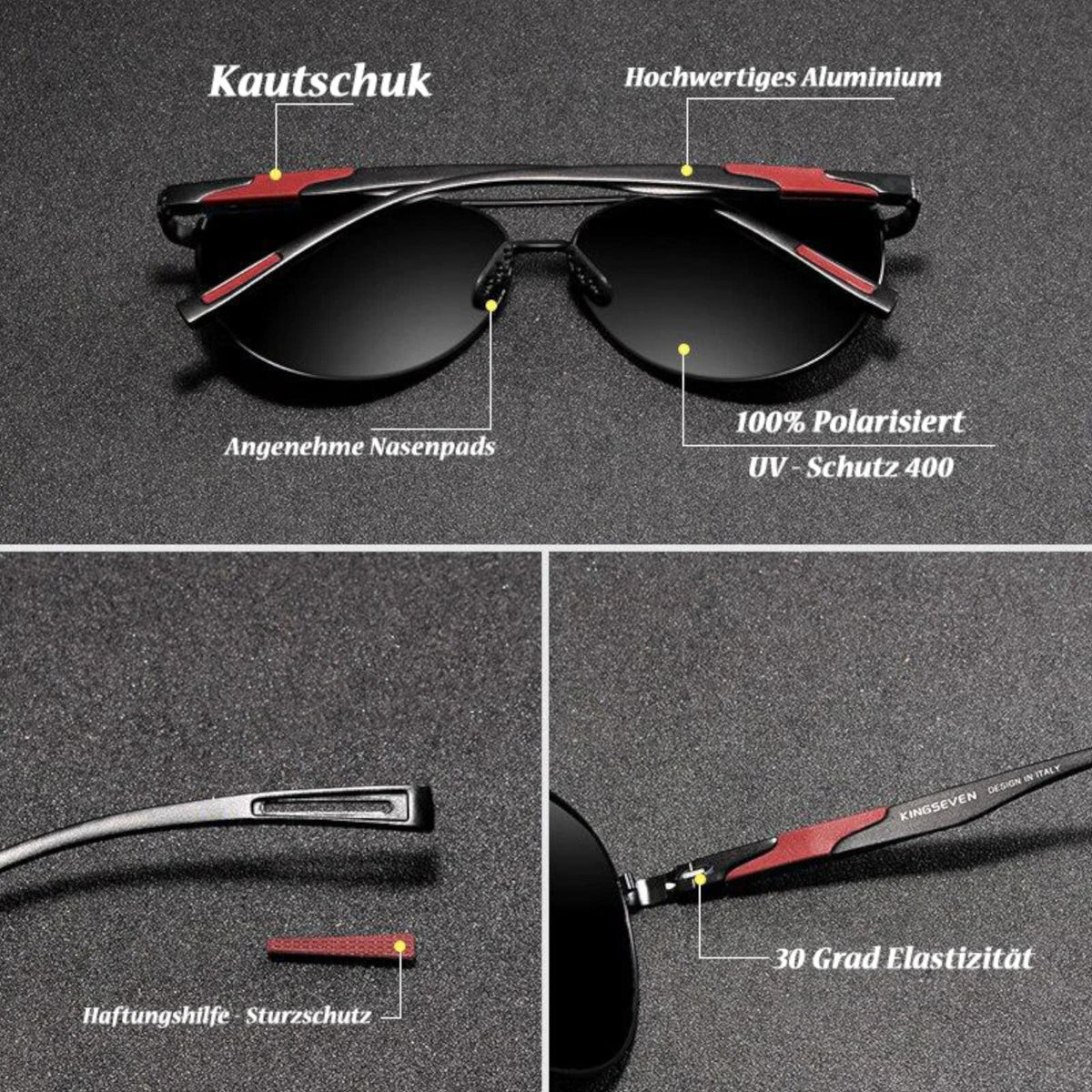 Kingseven N7228 polarisierte Piloten-Sonnenbrille