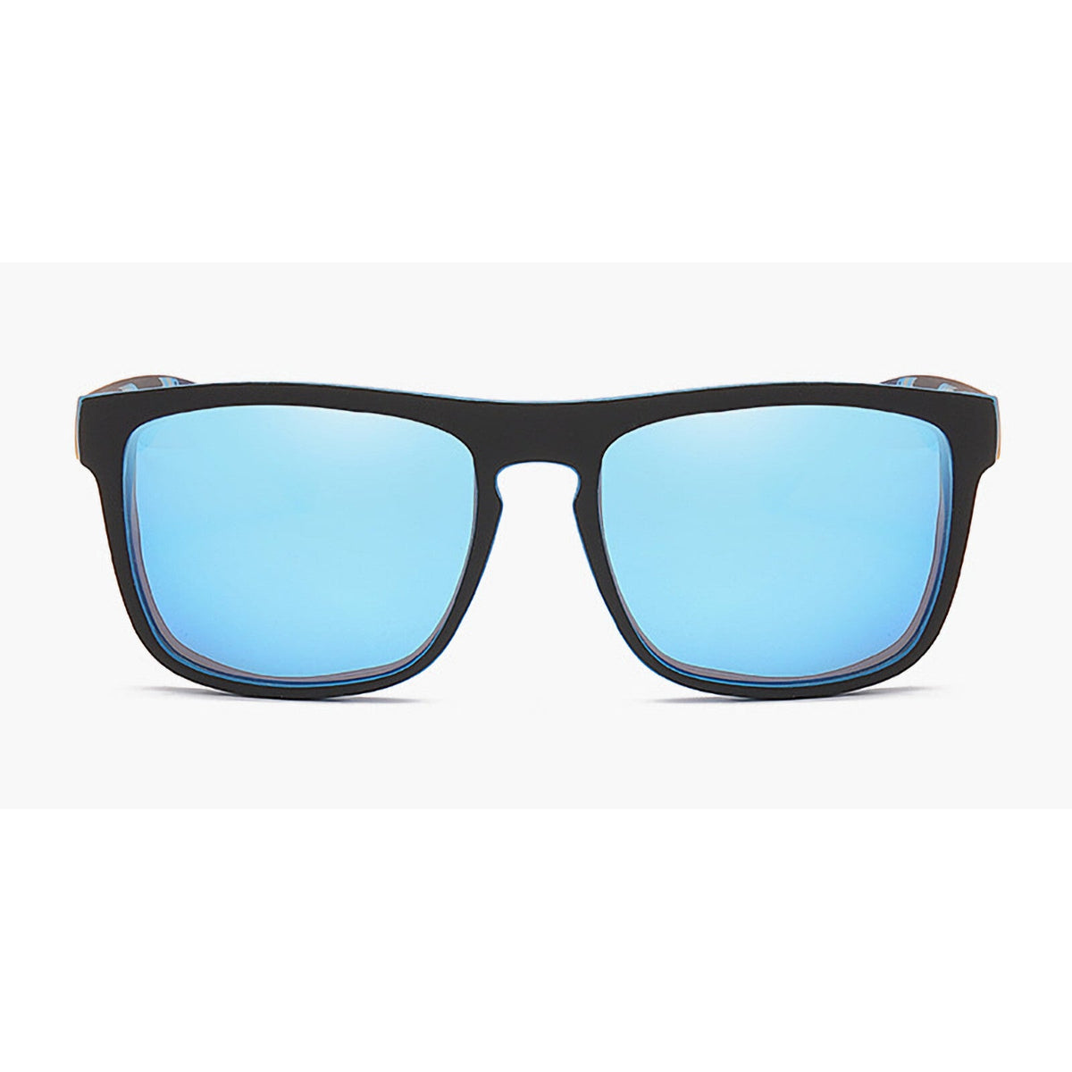 Schwarz-blaue polarisierte Sonnenbrille verspiegelt