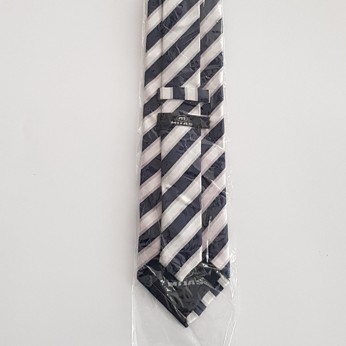 Original Mijas Herren Anlass / Business Krawatte - Navyblau silber gestreift - 3KShop.de