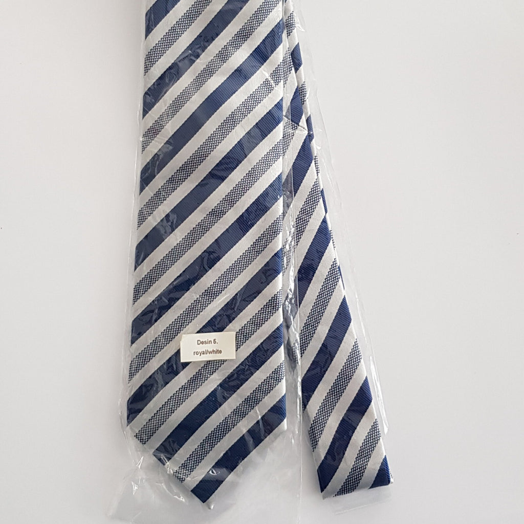 Original Mijas Herren Anlass / Business Krawatte Royalblau silber gestreift - 3KShop.de