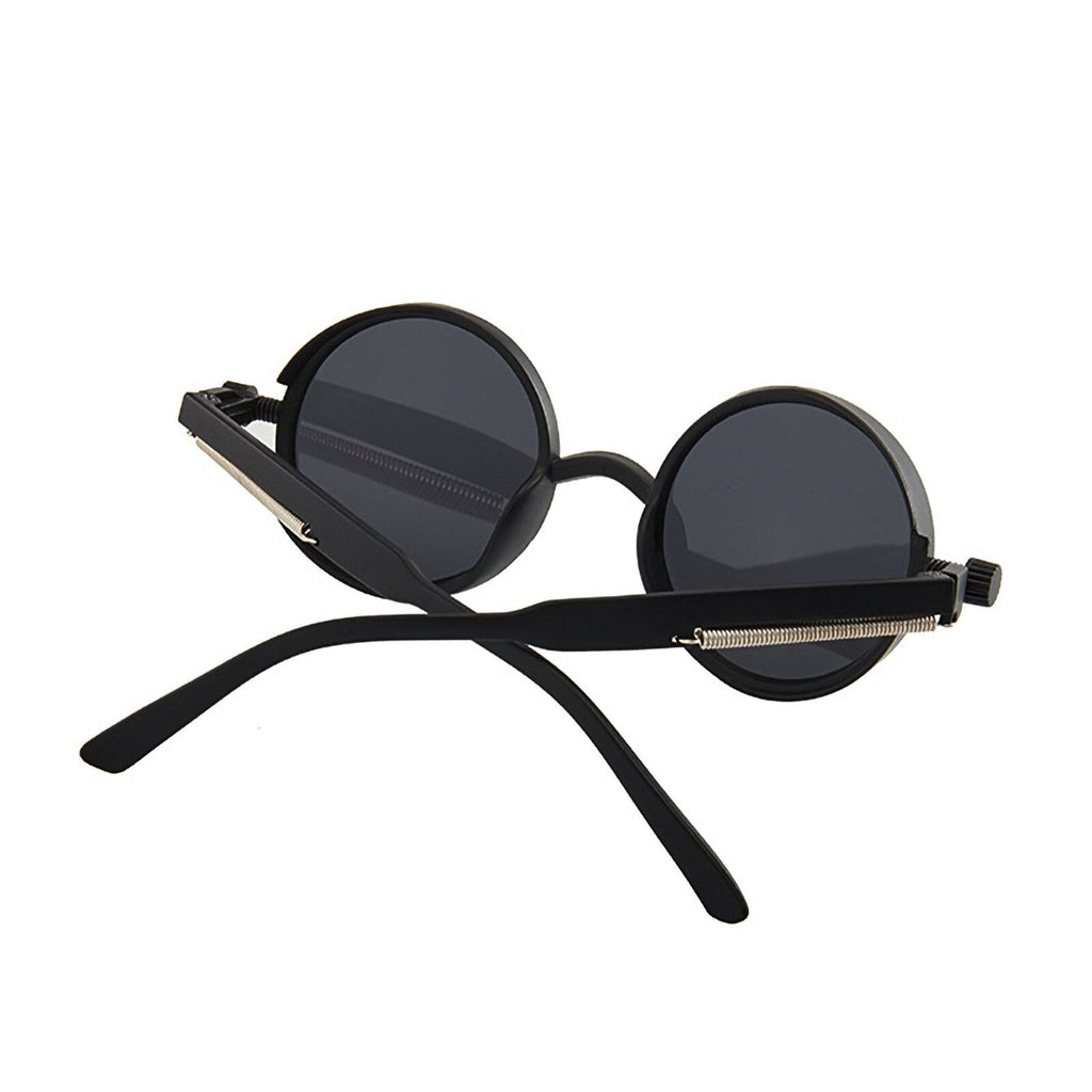 Runde schwarze Steampunk-Sonnenbrille aus Kunststoff